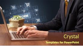  Presentation with working - PPT theme consisting of businessman-working-on-laptop-concept background and a tawny brown colored foreground