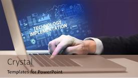  Presentation with laptop - Theme featuring businessman-working-on-laptop-concept background and a coral colored foreground