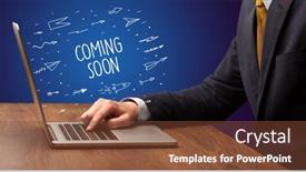  Presentation with laptop - Beautiful theme featuring businessman-working-on-laptop-e backdrop and a tawny brown colored foreground