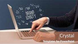  Presentation with laptop - Cool new PPT layouts with businessman-working-on-laptop-e backdrop and a coral colored foreground