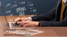  Presentation with laptop - Presentation enhanced with businessman-working-on-laptop-e background and a coral colored foreground