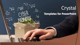  Presentation with laptop - PPT layouts consisting of businessman-working-on-laptop-e background and a tawny brown colored foreground