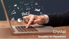  Presentation with taxes - Slides consisting of businessman-working-on-laptop background and a tawny brown colored foreground