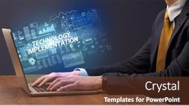  Presentation with cyber - Colorful slides enhanced with businessman-working-on-laptop backdrop and a tawny brown colored foreground