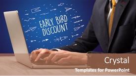 Presentation with early bird - Theme consisting of businessman-working-on-laptop background and a coral colored foreground