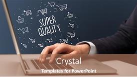  Presentation with online shopping - Amazing theme having businessman-working-on-laptop backdrop and a coral colored foreground