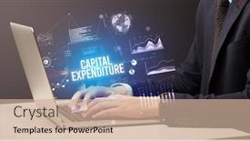  Presentation with working capital - Audience pleasing slide deck consisting of businessman-working-on-laptop backdrop and a coral colored foreground