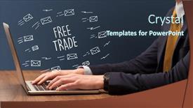  Presentation with free trade - PPT layouts with businessman-working-on-laptop background and a tawny brown colored foreground