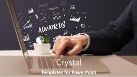  Presentation with laptop - Beautiful PPT layouts featuring businessman-working-on-laptop backdrop and a coral colored foreground