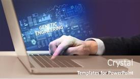  Presentation with genetic - Colorful slide deck enhanced with businessman-working-on-laptop backdrop and a coral colored foreground