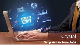  Presentation with equity - Presentation theme with businessman-working-on-laptop background and a tawny brown colored foreground