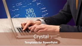  Presentation with online shopping - Cool new presentation theme with businessman-working-on-laptop backdrop and a coral colored foreground