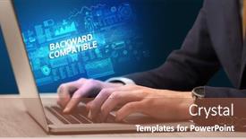  Presentation with laptop - PPT theme enhanced with businessman-working-on-laptop background and a tawny brown colored foreground