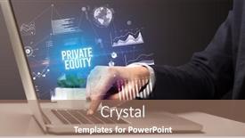  Presentation with equity - Colorful theme enhanced with businessman-working-on-laptop backdrop and a coral colored foreground