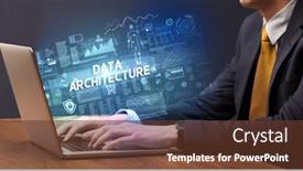  Presentation with architecture - Slide deck consisting of businessman-working-on-laptop background and a tawny brown colored foreground