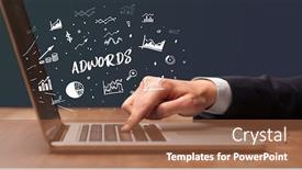  Presentation with laptop - Presentation theme having businessman-working-on-laptop background and a tawny brown colored foreground