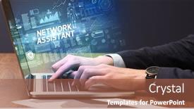  Presentation with cyber - Slide set with businessman-working-on-laptop background and a red colored foreground