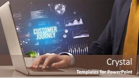  Presentation with customer journey - Amazing slide set having businessman-working-on-laptop backdrop and a tawny brown colored foreground