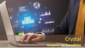  Presentation with free - Theme having businessman-working-on-laptop background and a tawny brown colored foreground