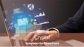  Presentation with online survey - Presentation theme enhanced with businessman-working-on-laptop background and a red colored foreground