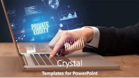  Presentation with equity - Slide set having businessman-working-on-laptop background and a tawny brown colored foreground