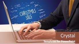  Presentation with christmas sale - Presentation theme consisting of businessman-working-on-laptop background and a red colored foreground