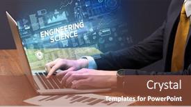  Presentation with cyber - PPT theme with businessman-working-on-laptop background and a tawny brown colored foreground