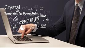  Presentation with laptop - Slides enhanced with businessman-working-on-laptop background and a dark gray colored foreground