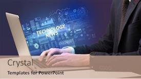  Presentation with cyber - Amazing theme having businessman-working-on-laptop backdrop and a coral colored foreground