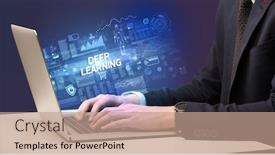  Presentation with technology learning - Slides having businessman-working-on-laptop background and a coral colored foreground