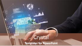  Presentation with business process - Presentation design consisting of businessman-working-on-laptop background and a red colored foreground