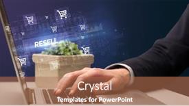  Presentation with online shopping - Slide deck having businessman-working-on-laptop background and a coral colored foreground