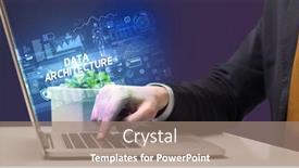  Presentation with data - Presentation enhanced with businessman-working-on-laptop background and a coral colored foreground