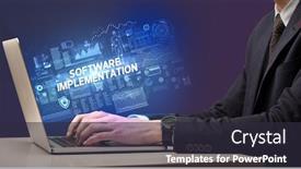  Presentation with software - Audience pleasing slides consisting of businessman-working-on-laptop backdrop and a wine colored foreground