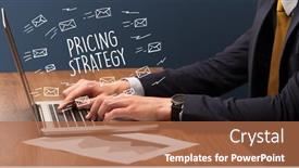  Presentation with pricing - PPT theme with businessman-working-on-laptop background and a coral colored foreground