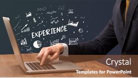  Presentation with experience - Audience pleasing theme consisting of businessman-working-on-laptop backdrop and a tawny brown colored foreground