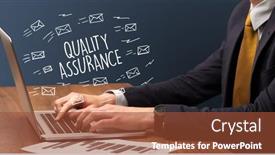  Presentation with online shopping - Slide deck having businessman-working-on-laptop background and a red colored foreground