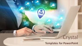  Presentation with laptop - Slide set consisting of businessman-working-on-laptop background and a lemonade colored foreground