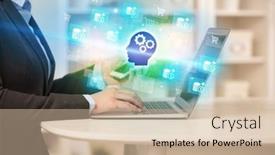  Presentation with laptop - Slide deck with businessman-working-on-laptop background and a soft green colored foreground