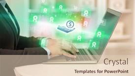  Presentation with laptop - PPT theme enhanced with businessman-working-on-laptop background and a lemonade colored foreground