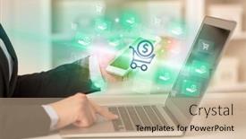  Presentation with laptop - Presentation with businessman-working-on-laptop background and a coral colored foreground