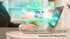  Presentation with laptop - Theme with businessman-working-on-laptop background and a soft green colored foreground