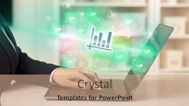  Presentation with laptop - PPT layouts featuring businessman-working-on-laptop background and a coral colored foreground