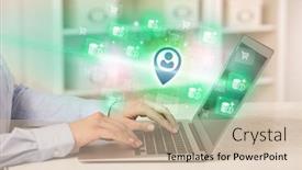  Presentation with laptop - Presentation theme consisting of businessman-working-on-laptop background and a soft green colored foreground