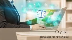  Presentation with laptop - Presentation with businessman-working-on-laptop background and a soft green colored foreground