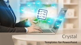  Presentation with laptop - Slides enhanced with businessman-working-on-laptop background and a soft green colored foreground