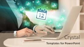  Presentation with laptop - Theme having businessman-working-on-laptop background and a lemonade colored foreground