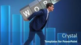  Presentation with working - Colorful presentation theme enhanced with businessman-working-too-hard backdrop and a ocean colored foreground