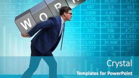  Presentation with working - Slide set enhanced with businessman-working-too-hard background and a teal colored foreground