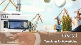  Presentation with custom - PPT theme featuring custom cars - logistic concept double exposure background and a coral colored foreground